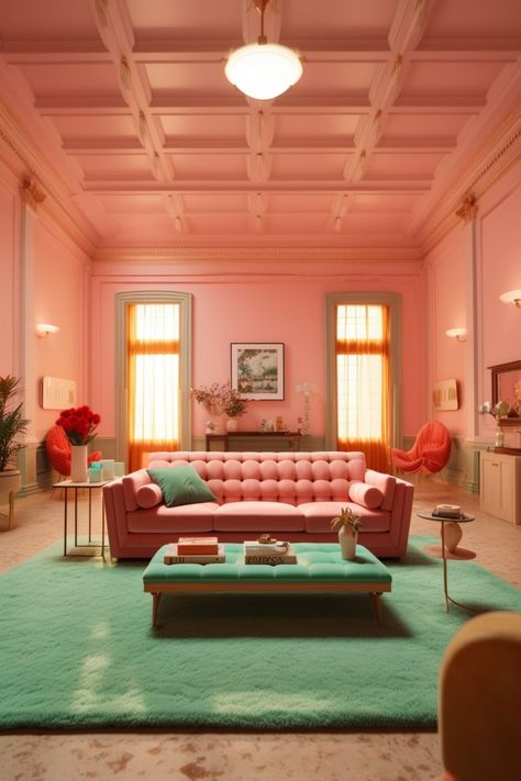 Wes Anderson Apartment, Wes Anderson Living Room, Wes Anderson Room, Wes Anderson House, Wes Anderson Hotel, Old Farmhouse Aesthetic, Wes Anderson Decor, Wes Anderson Design, Anderson Aesthetic