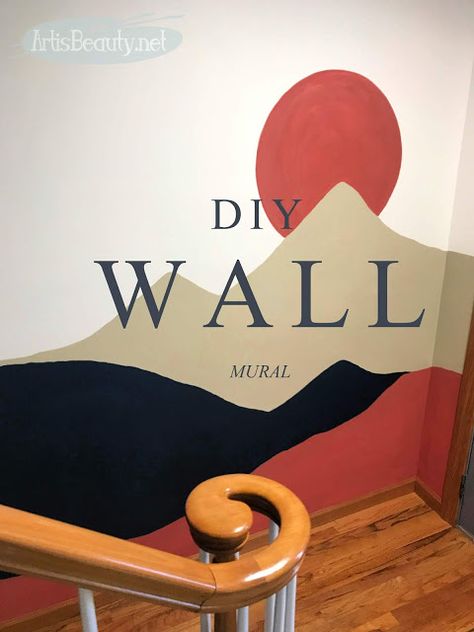 Diy Landscape Wall Mural, Wall Paint Mountains, Diy Wall Mural Ideas Easy, Diy Mural Wall Paintings, Easy Diy Mural, Diy Mural Wall Paintings Easy, Diy Mountain Wall, Simple Wall Murals Diy Paint, Easy Mural Ideas Diy