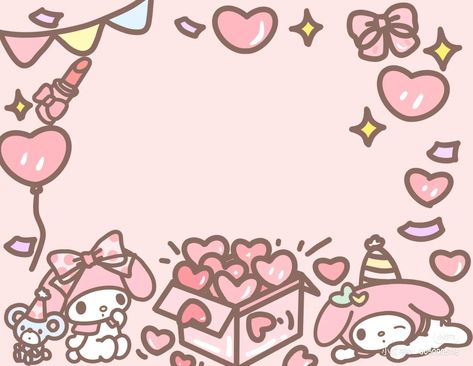 Sanrio Birthday Card Template, Hello Kitty Drawing Birthday, Sanrio Bday Cards, Sanrio Happy Birthday Card, Kawaii Birthday Wallpaper, My Melody Birthday Card, Hello Kitty Birthday Card Ideas, Happy Birthday Cute Images, My Melody Happy Birthday