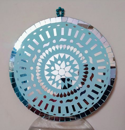 Handmade Mud and Mirror Work Whatsapp 8431935416 Lippin Art, Mud And Mirror Work, Mirror Mosaics, Lippon Art, Painted Mirror Art, Mosaic Art Diy, Painted Mirror, Nature Art Drawings, Mirror Crafts