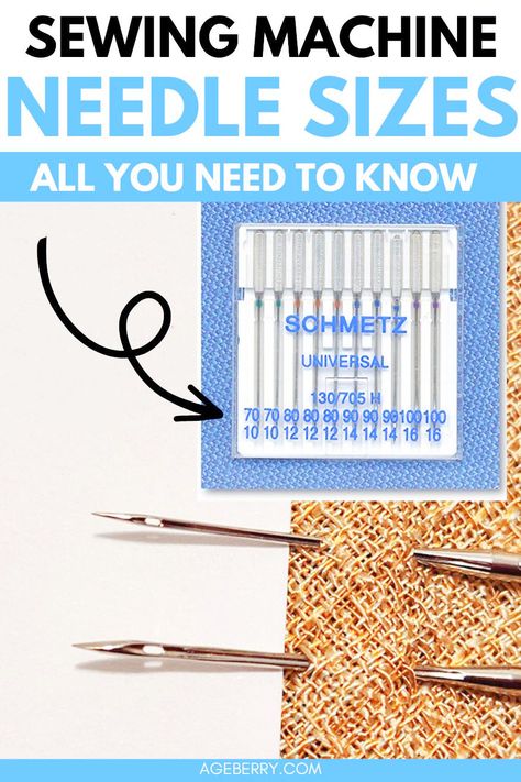 Have you ever wondered why there are so many different needle sizes for sewing machines? Or how to know which size to use for which fabric? Sewing machine needles are incredibly important as the wrong size or type of needle can cause skipped stitches, broken thread, and even damage to your fabric. In this tutorial, I'll explain what the different sizes mean and when to use them. Sewing Needle Sizes, Sewing Guide, Sewing Jeans, Machine Needles, Sewing Machine Thread, Sewing Machine Needle, Sewing Machine Needles, Sewing Needles, Singer Sewing Machine