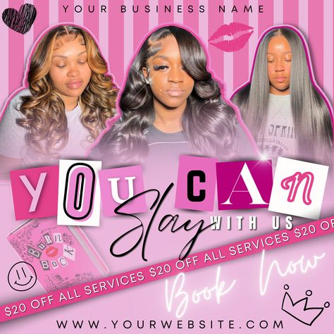 Can You Run A Successful Hair Bow Business, In Home Hair Studio, Hair Backdrop Ideas, Hair Sale Flyer Ideas, Hair Business Flyer Design, Hair Flyers Templates, Hair Business Logo Ideas, Hair Flyer Design Ideas, Bring A Friend Hair Deal Flyer