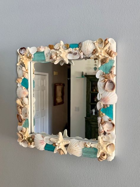 OceanInspiredDesign - Etsy Surf Room Decor, Beachy Room Decor, Beach Room Decor, Surf Room, Mirror Tile, Seashell Mirror, Ocean Room, Beachy Room, Interior Mirror