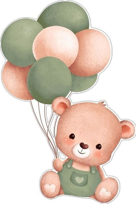 Teddy Nails, Baby Shower Verde, Toddler Birthday Party Themes, Watercolor Teddy Bear, Teddy Bear Cartoon, Idee Babyshower, Teddy Bear Clipart, Baby Art Projects, Baby Shower Clipart