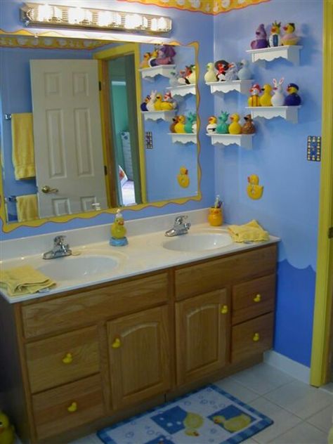 Rubber Ducky Bathroom for Ms Avery!! :D Ducky Bathroom, Rubber Ducky Bathroom, Rubber Duck Bathroom, Duck Bathroom, Finished Bathrooms, Bathroom Themes, Organizing Hacks, Rubber Ducks, Bathroom Design Decor