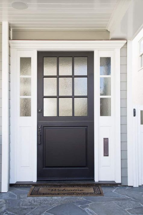 Front Door With Glass, Frosted Glass Window, Garage Door Styles, Steel Front Door, Exterior Doors With Glass, Garage Door Makeover, Farmhouse Front Door, Garage Door Design, Frosted Windows