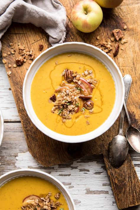 Apple Butternut Squash Soup, Creative Thanksgiving Recipes, Thanksgiving Soups, Pecan Crumble, Butternut Squash Puree, Fall Soups, Half Baked Harvest, Butternut Squash Soup, Squash Soup