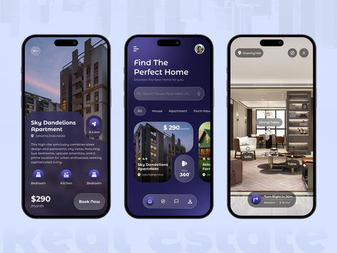 Real Estate App UI UX Design Real Estate Ui Design, App Design Trends, Real Estate Landing Pages, Social Climber, App Ui Ux Design, Real Estate App, House App, Mobile Ux, App Design Layout