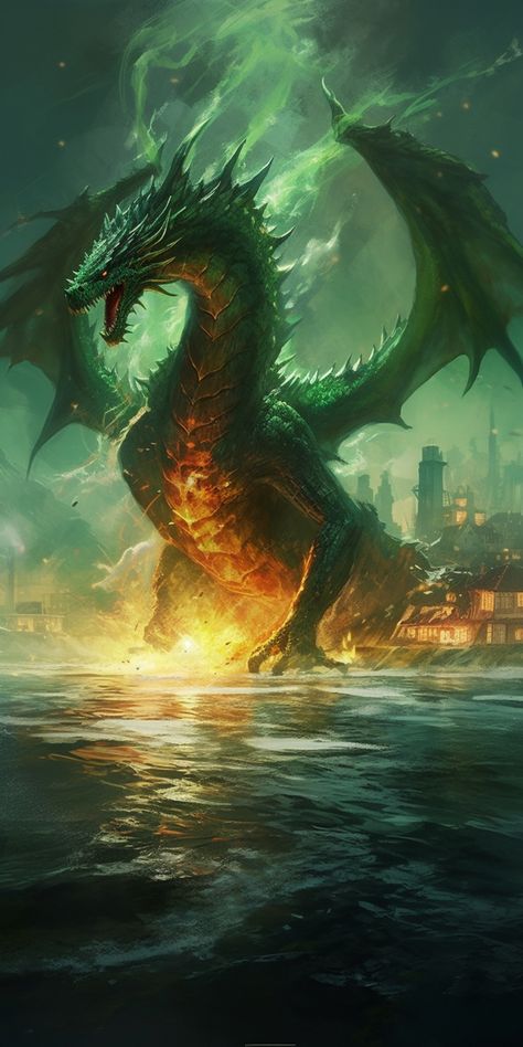 Black Dragon Green Fire, Green Dragon Fantasy Art, Emerald Dragon Art, Emerald Dragon Dnd, Dnd Green Dragon, Dragon Fantasy Realistic, Green Dragon Aesthetic, Ancient Green Dragon, Water Dragon Art