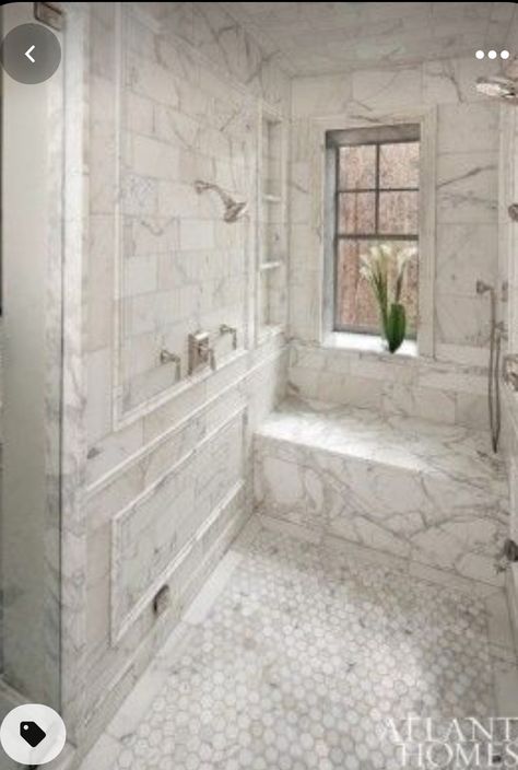 Classic Bathroom Design, Marble Tile Bathroom, Marble Showers, Master Shower, Bad Inspiration, Bathroom Shower Tile, Trendy Bathroom, Bathroom Layout, Bathroom Colors