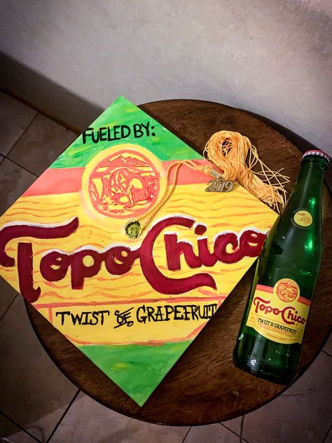 Topo Chico grad hat Painted on a 10 x 10 canvas with acrylic paint. Obsessed with Topo Chico Canvas With Acrylic Paint, Graduation Hats, Grad Hat, Graduation Hat, How To Paint, Beer Bottle, Acrylic Paint, Healthy Food, Created By