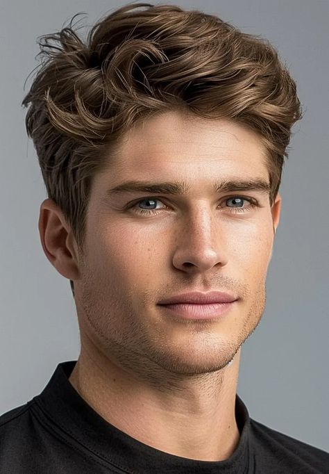 Pre-Cut Men’s Hairpiece with Messy Quiff Hairstyle Medium Quiff Hairstyles Men, Medium Men’s Cut, Messy Side Part Men, Messy Male Hair, Messy Quiff Hairstyles Men, New Haircut For Men, Short Hairstyles Straight Hair, Messy Quiff, Guys Haircut