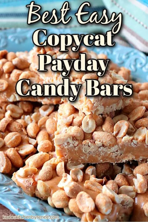 Copycat Kudos Bars, Payday Recipe, Kudos Bars, Sweet Condensed Milk Caramel, Payday Candy, Payday Candy Bar, Nuts Recipes, Candy Bar Recipe, Candy Bar Cookies