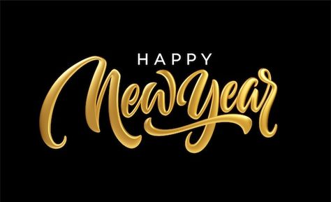 Vector happy new year. realistic golden ... | Premium Vector #Freepik #vector Happy New Year Eve, Happy New Year Logo, New Year Logo, New Year Post, Digital Lettering, Happy New Year Text, Mt 15, Happy New Year Vector, New Year Text