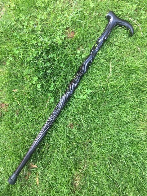 Twisted Walking Cane Ebony Walking Cane Handcrafted Walking | Etsy Elvish Architecture, Walking With A Cane, Cool Canes, Cool Walking Canes, Apocalypse Survival Gear, Fashionable Canes, Wooden Walking Canes, Ebony Color, Cane Stick