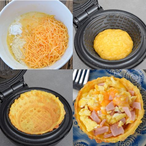 This Breakfast... - The Best Keto and Low Carb Recipes Breakfast Chaffle, Chaffle Bread, Waffle Bowl Recipe, Waffle Bowl Maker, Easy Breakfasts, Keto Chaffle, Waffle Bowl, Low Carb Meal Prep, Keto Recipes Breakfast