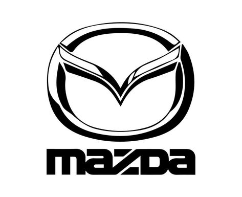 Mazda Brand Logo Symbol With Name Black Design Japan Car Automobile Vector Illustration Symbol Drawing, Mazda 323, Mazda Logo, Japan Car, Logo Symbol, Mini Bus, Mazda Rx7, Japan Cars, Black Design