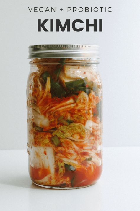 Probiotic Recipes, Vegan Kimchi Recipe, Vegan Kimchi, Natural Probiotics, Fermentation Recipes, Kimchi Recipe, Wfpb Recipes, Tofu Scramble, Probiotic Foods