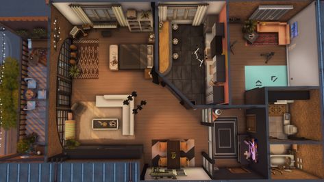 Culpepper House, 70’s House, Sims 4 Loft, Cc Patreon, San Myshuno, Sims Freeplay Houses, Industrial Apartment, Sims 4 Studio, Sims Builds