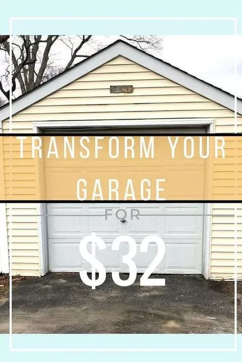 Dramatically transform your garage door—in just 2 hours and on a budget. garage | diy garage | diy home decor | garage door | makoever | garage makeover Door Makeover Diy, Heirloom Traditions Paint, Garage Diy, Garage Door Makeover, Diy Garage Door, Faux Window, Garage Door Repair, Garage Makeover, Work Bench