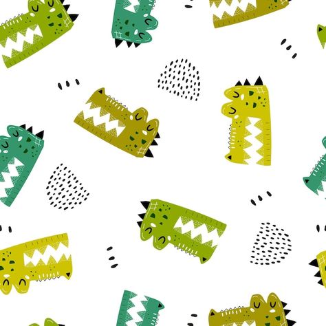 Seamless pattern with cartoon crocodiles | Premium Vector #Freepik #vector #cartoon-pattern #animal-pattern #alligator #safari-pattern Safari Pattern, Baby Boy T Shirt, Hipster Wallpaper, Socks Pattern, Decor Elements, Box Patterns, Boys Graphic Tee, Crocodiles, Sock Patterns