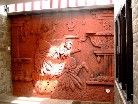 kreative brahma | creativebrahma Wall Relief Mural, Wallpaper For Home Wall, Wall Relief, Mural Art Design, Terracotta Wall Art, Buddha Wall Art, Terracotta Wall, Wall Painting Decor, Clay Wall Art