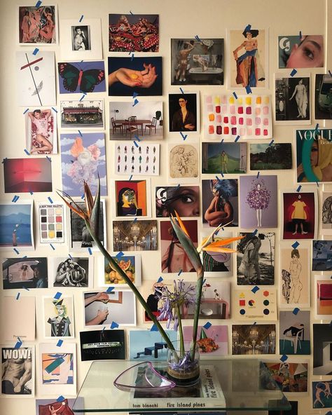 WILFRIDO RODRÍGUEZ on Instagram: “this entry-table-postcard-collage-wall is giving me design studio vibes and I love it 🥰” Wall Postcard Decor, Postcards On Wall, Postcard Wall Decor, Music Bedroom Decor, Band Room Ideas, Music Inspired Bedroom, Pop Bedroom, Marshall Major Iv, Postcard Collage