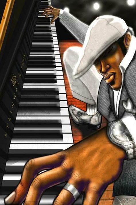 Piano Artwork, Frank Morrison Art, Jazz Artwork, Jazz Music Art, Art Piano, Jazz Painting, Steinway Piano, Musician Art, Playing The Piano