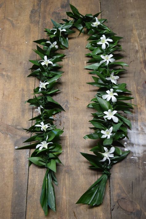 Flower Lei Diy, Wedding Leis, Lei Stand, Ti Leaf Lei, Grad Leis, Graduation Leis Diy Ribbons, Tiki Wedding, Orchid Lei, Wedding Lei