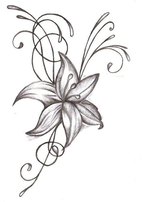 Free Simple Flower Drawing, Download Free Clip Art, Free Clip Art on Clipart Library Fiori Frangipani, Tattoo Lily, Tiger Lily Tattoos, Wildflowers Tattoo, Easy Pencil Drawings, Lillies Tattoo, Lily Flower Tattoos, Flower Tattoo Drawings, Tattoo Leg