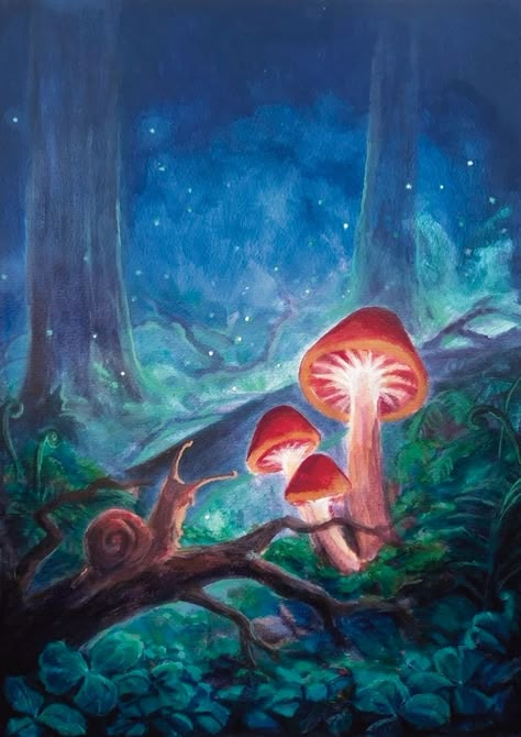 Enchanted Forest Creatures, Enchanted Forest Painting, Forest Door, Library Nursery, Shroom Art, Cottagecore Painting, Forest Paintings, Oracle Art, Dungeon Synth