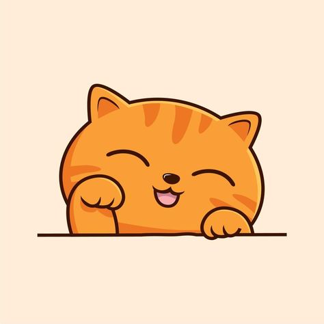 Ginger Cat Cartoon, Cool Wallpapers Cats, Cartoon Tabby Cat, Orange Cat Pfp, Orange Cat Cartoon, Cat Waving, Cute Tabby Cat, Excited Cat, Donut Drawing