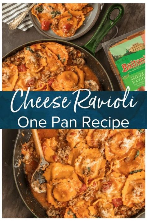 Ravioli With Sausage, Mantu Recipe, Cheese Ravioli Recipe, Stuffed Ravioli, Sausage Ravioli, Cast Iron Skillet Recipes Dinner, Easy Skillet Meals, Italian Sausage Recipes, The Cookie Rookie