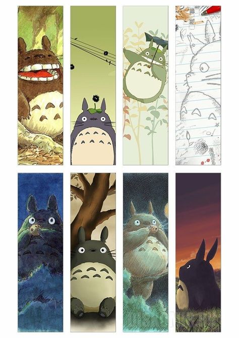 Ghibli Bookmark Printable, Aesthetic Printable Bookmarks, Diy Corner Bookmarks, Drawing Painting Ideas, Bookmarks Crochet, Bookmark Crochet Tutorial, Bookmark Easy, Bookmark Corner, Watercolour Drawings