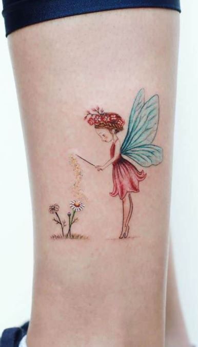 50 Beautiful Fairy Tattoos #tattoo #art #ink #fairy #inkedgirl #tattooedgirl #tattooidea #tattoodesign Dainty Fairy Tattoos For Women, Irish Fairy Tattoos For Women, Fairy Neck Tattoos Women, Watercolour Fairy Tattoo, Botanical Fairy Tattoo, Fairy Book Tattoo, Artist Tattoos For Women, Cute Girlie Tattoo Ideas, Mother Daughter Fairy Tattoo