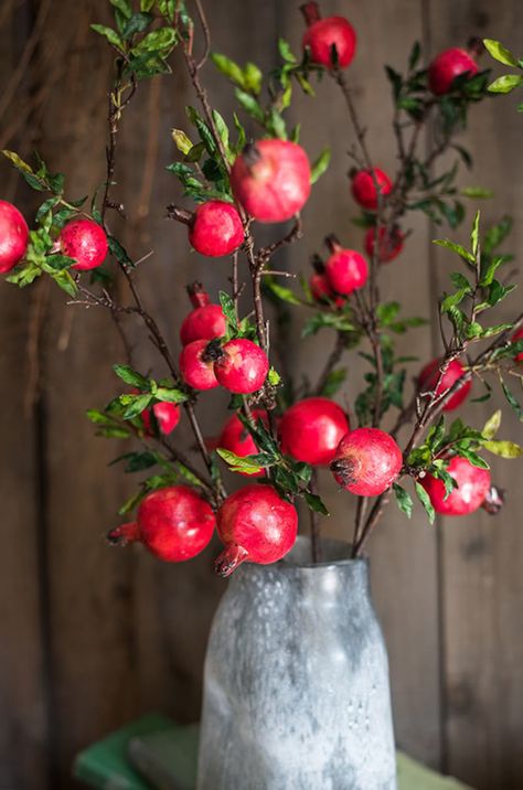 Pomegranate Branch, Pomegranate Wedding, Persimmon Tree, Pomegranate Decor, Table Centerpieces Wedding, Store Decoration, Fruit Wedding, Tree Artificial, Fake Fruit