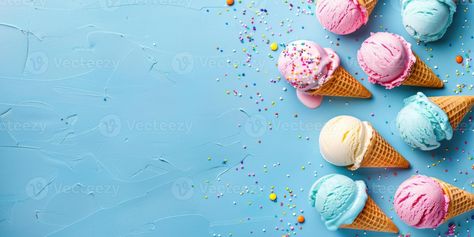 Ice cream on an empty pastel background. Summer background with ice cream and copy space. Summer time composition for web banner, cards, invitations Lime Popsicles, Ice Cream Tubs, Background Summer, Summer Backgrounds, Youtube Banners, Logo Banners, Pastel Background, Nature Backgrounds, Marketing Design