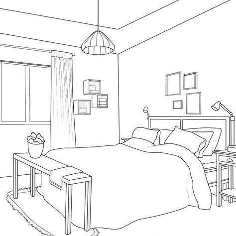 Sketch Vs Final, Drawing Furniture, Illustration For Kids, Drawing Interior, House Colouring Pages, Interior Architecture Drawing, Interior Design Drawings, Interior Design Sketches, Architecture Concept Drawings