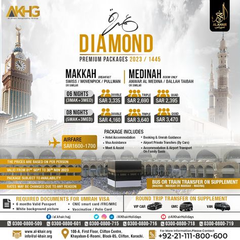 Al.Khair's exclusive Umrah packages are crafted to ensure your pilgrimage is a testament to both comfort and uncompromised quality. Book Now!!!! WhatsApp: https://wa.me/message/N7LZ76L3J7F2C1 ☎ UAN: +92 21-111-800-600 +92 300-0800-715 +92 300-0800-560 #umrah #pilgrims #alkhair #alkhairhajjandumrah #pakistan #travel #umrah1445 #islam #saudiarabia #muslim #makkah #medina #kaaba #booknow #hajjandumrah #package #travelgram #traveldiaries #travelling #umrahpackages #UK #USA #europe #dubai Umrah Package Design, America Wallpaper, Umrah Package, Islamic Designs, Captain America Wallpaper, Photoshop Tutorial Typography, Pakistan Travel, Texture Graphic Design, Premium Packaging