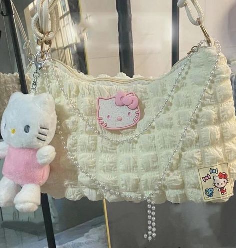 Hello Kitty Purse, Hello Kitty Keychain, Hello Kitty Bag, Girls Tote, Chain Handbag, Plush Backpack, Aesthetic Y2k, Kawaii Aesthetic, Underarm Bag