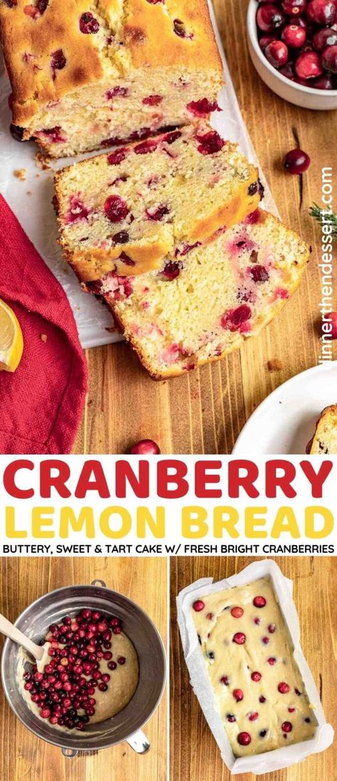 Cranberry Lemon Bread Recipes, Lemon Cranberry Loaf, Cranberry Lemon Muffins, Fruit Loaves, Cranberry Quick Bread, Lemon Cranberry Muffins, Cranberry Loaf, Loaf Breads, Lemon Cranberry