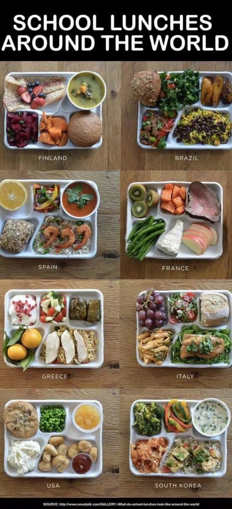 School lunches around the world Easy Healthy Lunch Box Ideas, Healthy Eating Plate, Cafeteria Food, Healthy School Lunches, Resep Diet, Easy Healthy Lunches, Chicken Breast Recipes Healthy, Clean Eating Breakfast Recipes, Eat Lunch