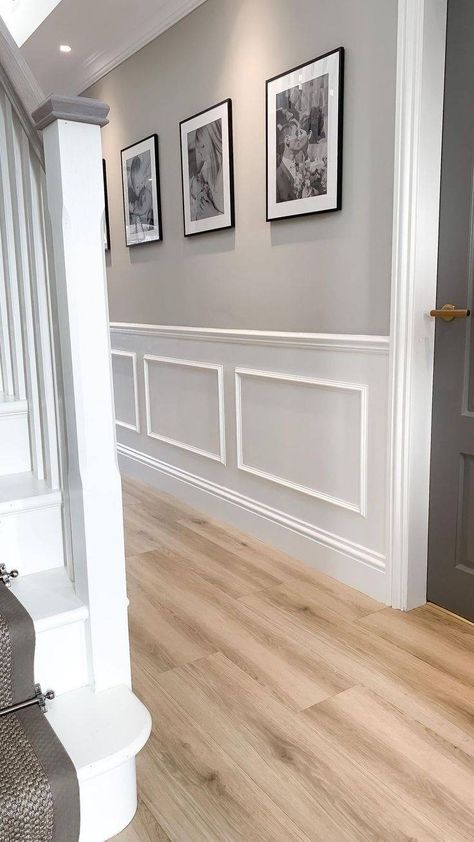 Transform your boring walls with these beautiful wainscoting ideas! Whether you're drawn to classic paneling or modern designs, discover how wainscoting can add architectural interest to any room. #WainscotingIdeas #HomeDecor #DIYDesign Wainscoting Ideas, Living Room Panelling, Stairs Renovation, Hallway Designs, Hal Decor, Basement Design Ideas, Hall Decor, Home Inspo, Studio Apartment Decorating