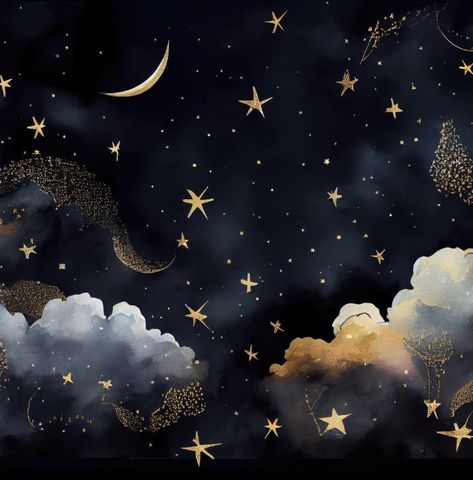 Stars Widget Aesthetic, Dark Blue And Gold Aesthetic, Dark Celestial Aesthetic, Moon Stars Art, Neon Moon, Aesthetic Space, Greek Mythology Art, Cool Backgrounds Wallpapers, Celestial Art