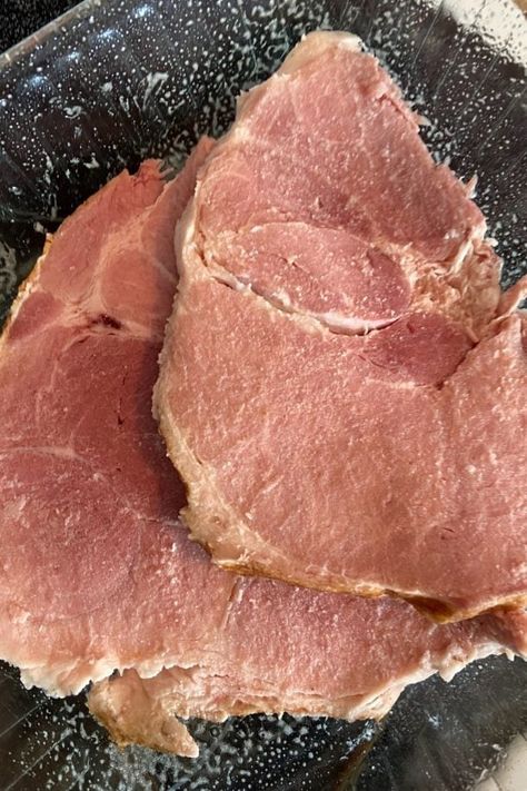 Ham Steak and Potatoes in the Oven Recipe - These Old Cookbooks Ham Steak Dinner, Baked Ham Steak, Ham Delights, Cook Ham, Precooked Ham, Ham Steak Recipes, Potatoes In The Oven, Good Steak Recipes, Boiled Ham