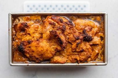 How to Make Loaf Pan Shawarma | FN Dish - Behind-the-Scenes, Food Trends, and Best Recipes : Food Network | Food Network Loaf Pan Chicken, Homemade Shawarma, Chicken Loaf, Best Chicken Thigh Recipe, Chicken Shawarma Recipe, Marinated Chicken Thighs, Shawarma Recipe, Chicken Gyros, Chicken Entrees