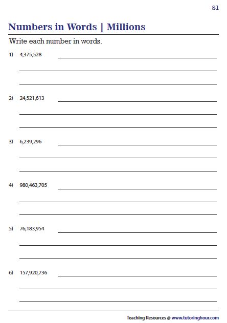 Write in Words Write In Words, In Words Worksheets, Number System Math, Numbers In Words, Math Key Words, Word Names, Number Words Worksheets, Grade 6 Math, Work Sheet