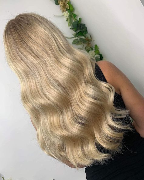 Blonde | waves | wavy hair | light blonde | curled hair Wavy Long Blonde Hair, Soft Waves Blonde Hair, Wavy Hair Blonde, Wavy Light Blonde Hair, Blonde Curled Hair, Long Blonde Wavy Hair, Blonde Hair Loose Curls, Curled Hair Blonde Formal, Wavy Blonde Hair