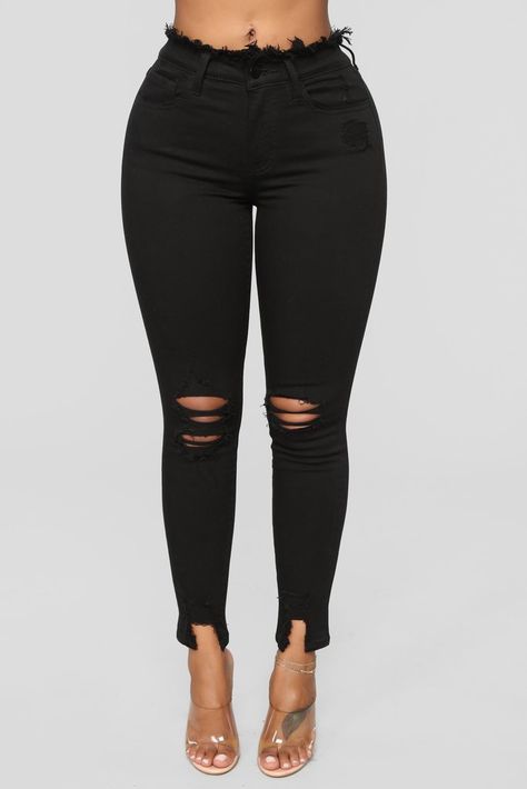 Check Mate Distressed Skinny Jeans - Black Ripped Jeans Fashion Nova, Black Jeans Fashion, Ripped Jeans Fashion, White Fashion Casual, Jeans Fashion, Fashion Nova Jeans, Ripped Denim, Denim Trousers, Outfit Casual