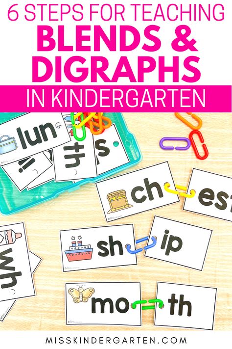 Building words with links Teaching Blending Kindergarten, Teaching Digraphs Kindergarten, Blend Activities For Kindergarten, Blending And Segmenting Kindergarten, 1st Grade Blending Activities, Blending Sounds Activities Kindergarten, Digraph Activities Kindergarten, Kindergarten Digraphs, Kindergarten Sorting Activities